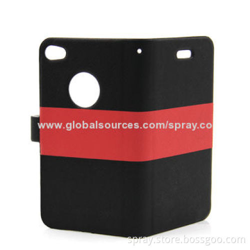 Classic Red and Black Stripe Flip Magnetic Protector Cover Leather Cases for iPhone 4/4S, OEM